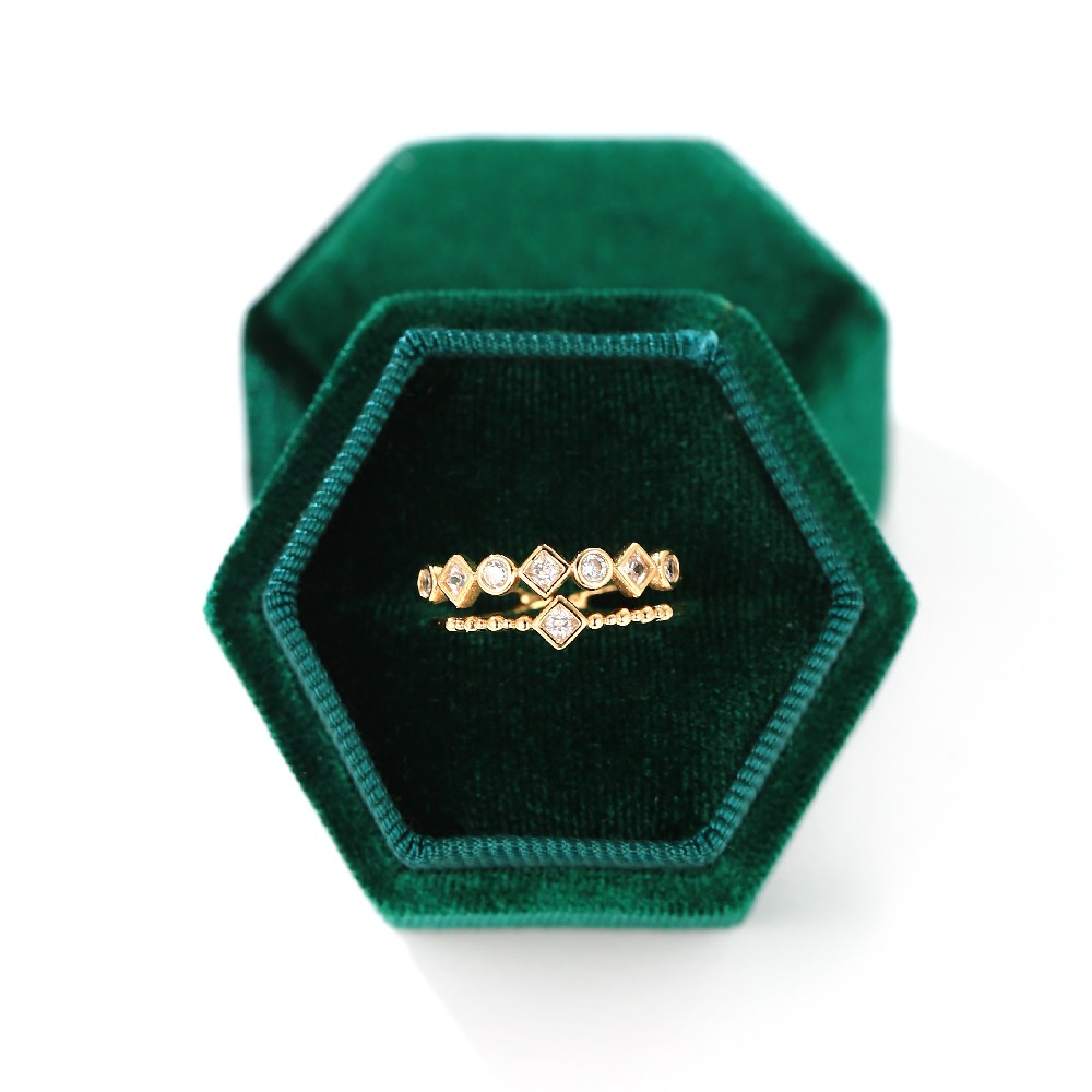 14k Gold Plated 925 Silver Adjustable Geometric Ring for Women FJ014073R