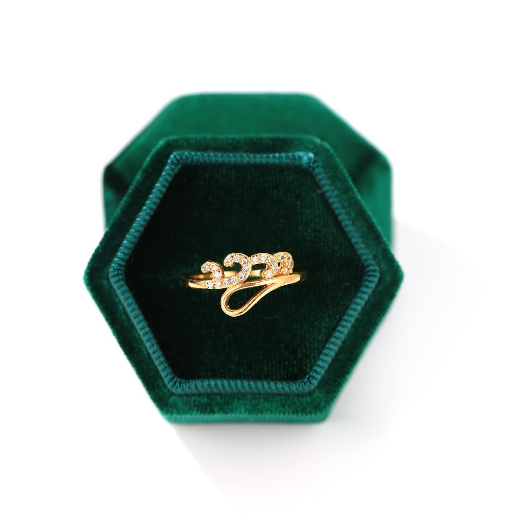 Gold Plated Color 925 Silver with Cubic Zirconia Stone Irregular Ring Jewelry for Women FJ015781R
