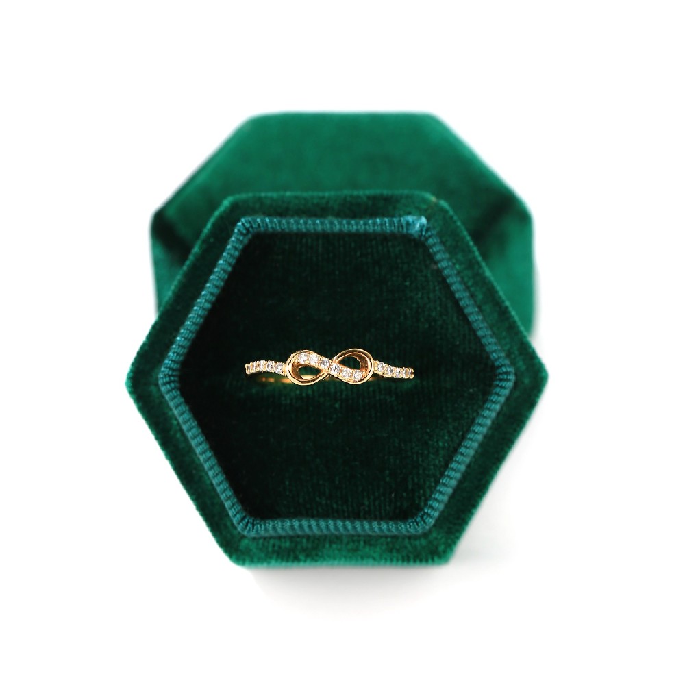 Gold Plated 925 Sterling Silver Cubic Zirconia Infinity Ring for Women Girls Ladies FJ016613R