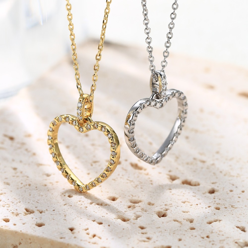 Fine Jewelry CZ Stone Sterling Silver 925 Jewelry Heart Pendant for Girls Ladies Women FM022783N