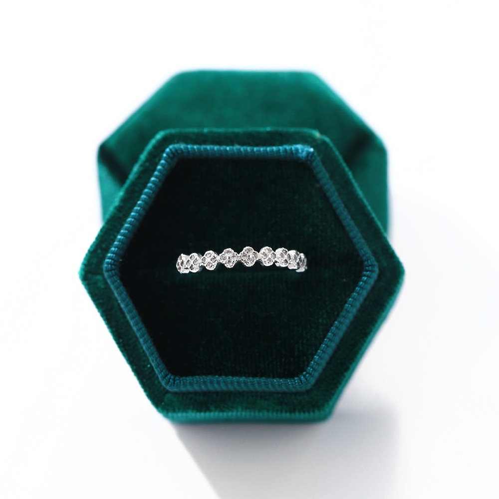 Luxury Four Leaf Clover 925 Silver Cubic Zirconia Ring for Women FJ011803R