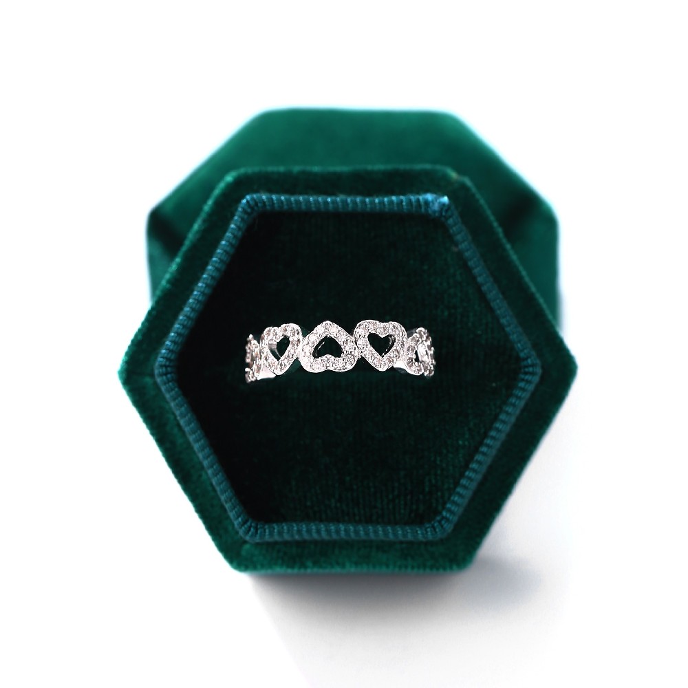 Fine Jewelry Fashion Design Dainty Cubic Zirconia Sterling Silver Heart Ring FJ016999R