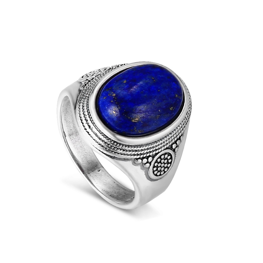 Fine Jewelry 925 Silver Womens Ring With Big Lapis Lazuli Stone FM022983R