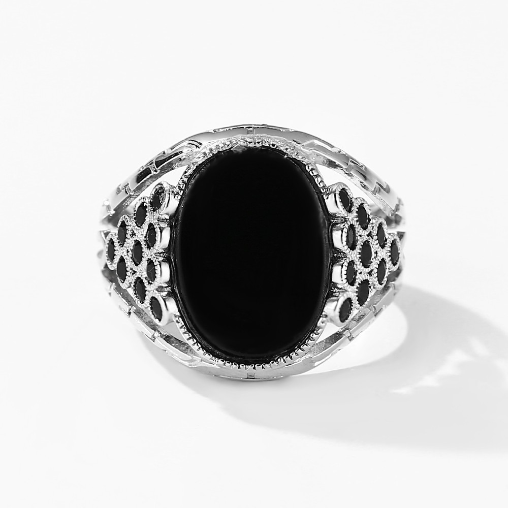 925 Sterling Silver Black Stone Onyx Men's Ring FM022996R