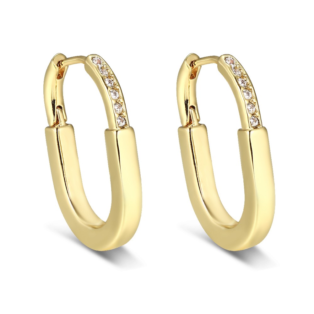Fine Jewelry Trendy Silver 925 Women Zircon Hoop Earrings FJ026899E
