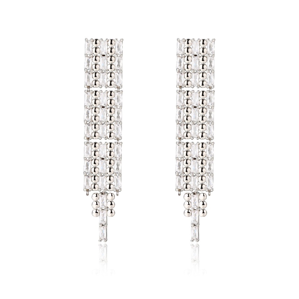 Fine Jewelry Zircon 925 Silver Drop Earrings for Women FJ026098E