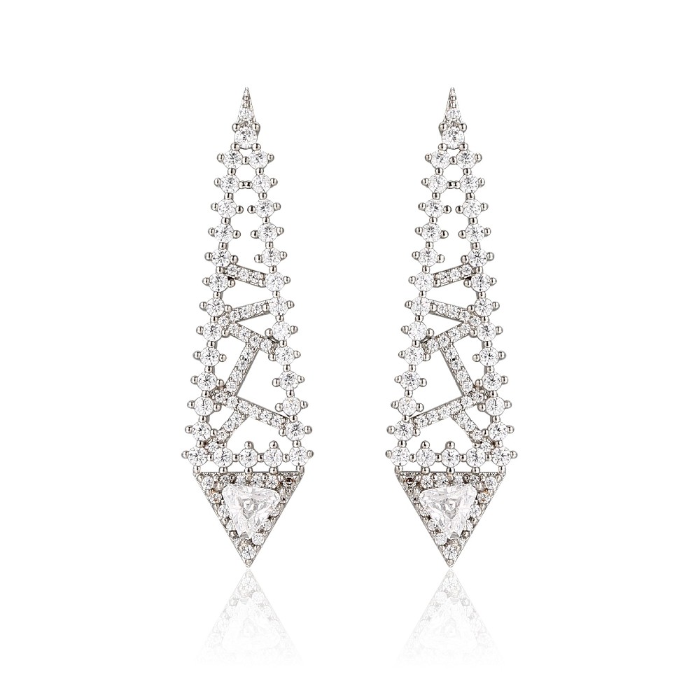 Elegant Geometric Design White Zircon Earrings for Women FJ026080E