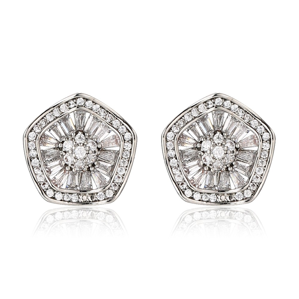 Fine Jewelry Zircon Flower Stud Earrings FJ026105E