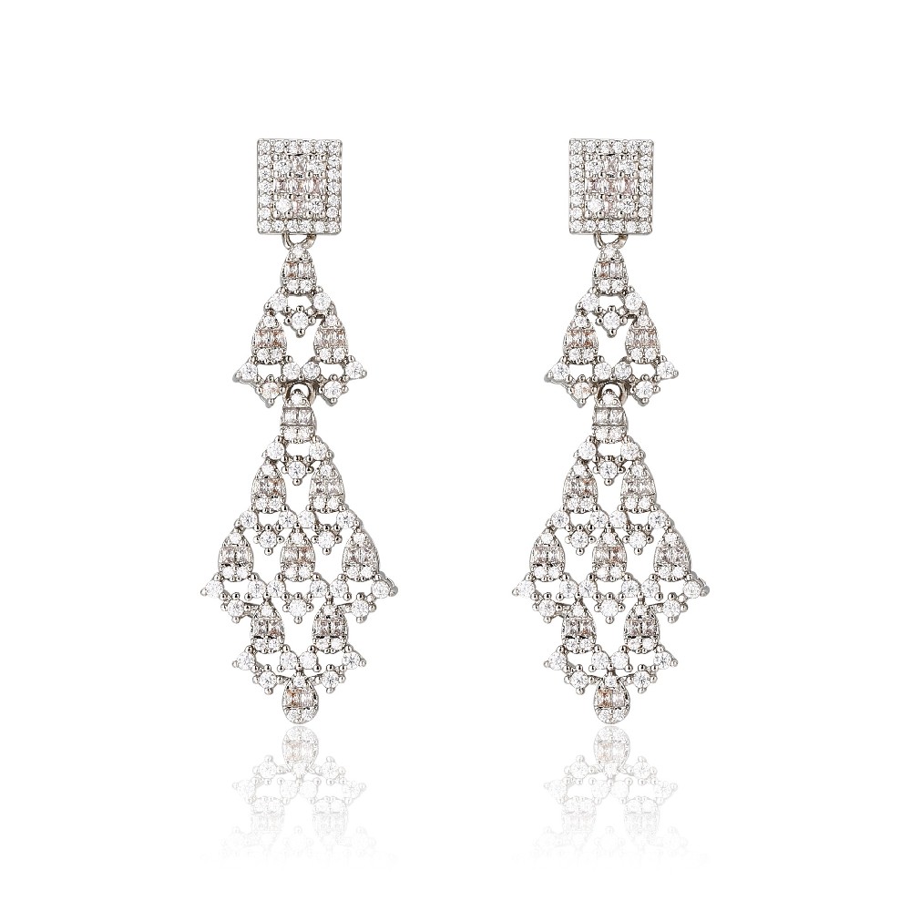 Deluxe Zircon 925 Sterling Silver Women Earrings