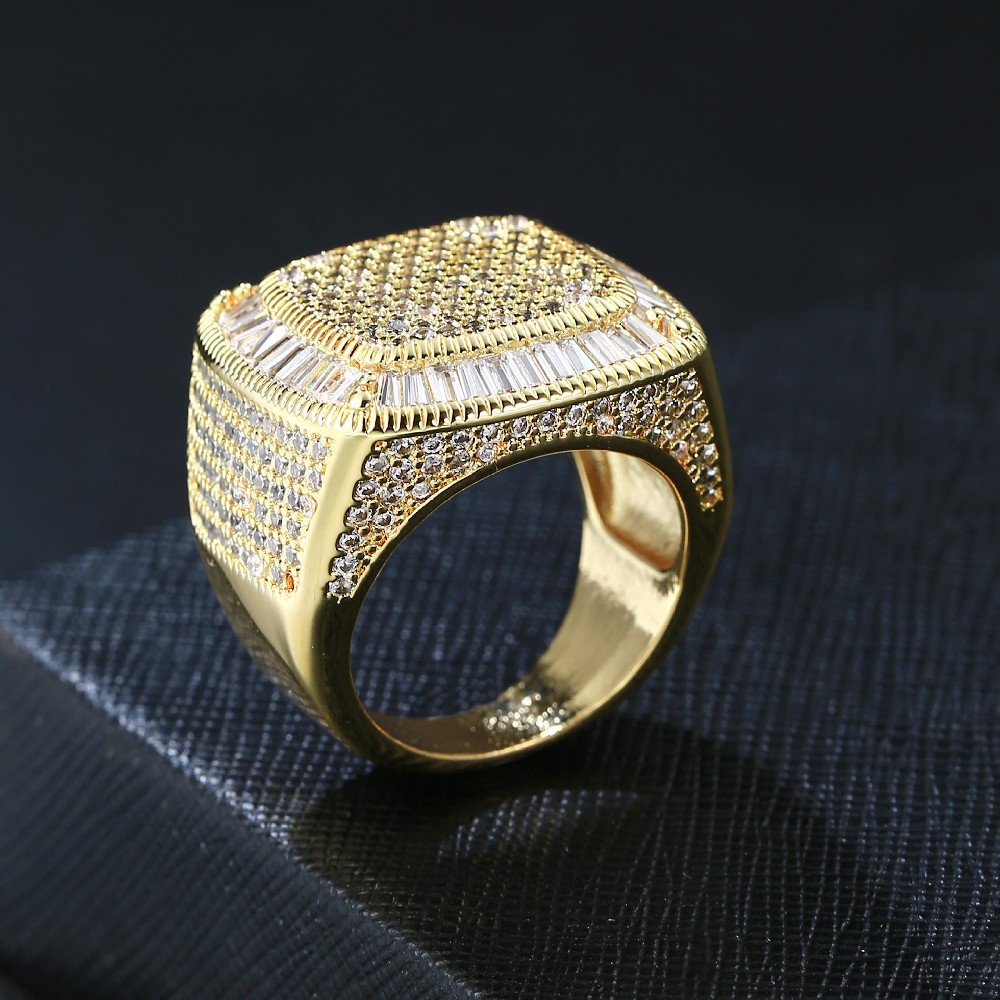 Hip Hop 14K Gold Plated 925 Silver Jewelry Ring for Men FJ026272R