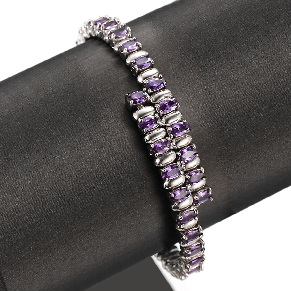 Purple Oval Stone Women's Bangle Bracelet FJ026131H