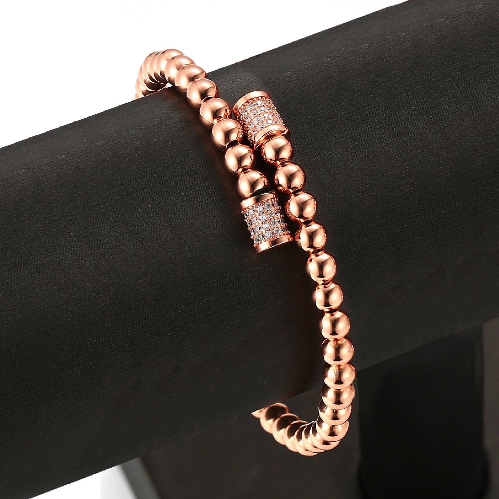 Rose Gold Plated Color Copper Pead Zircon Bracelet FJ026119H