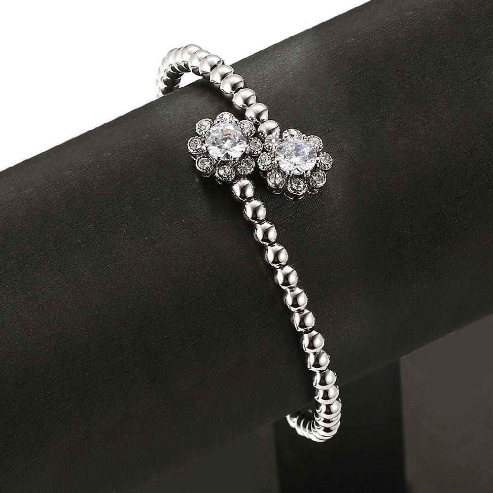 Flower Shape Bead Bangle for Women FJ026117H