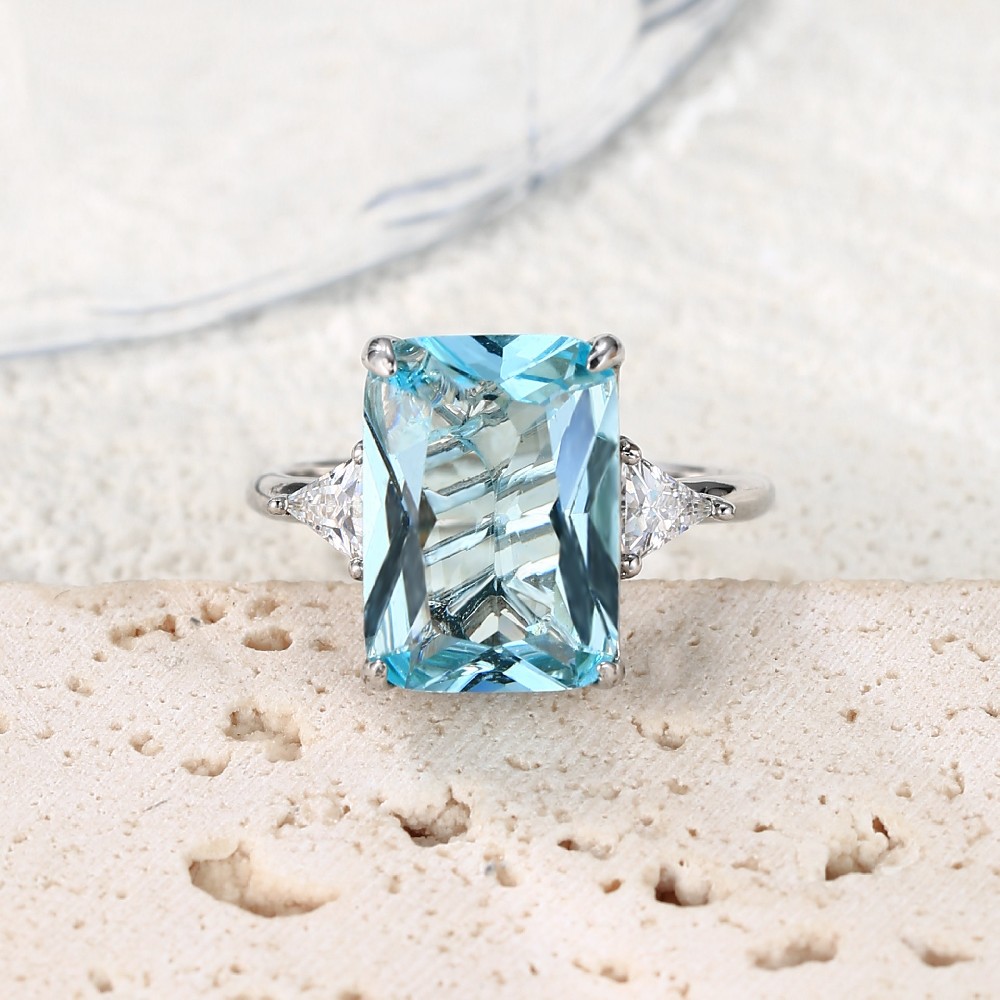 Dainty Fine Jewelry 925 Silver Ring with Blue Stone for Women Ladies Girlfriend