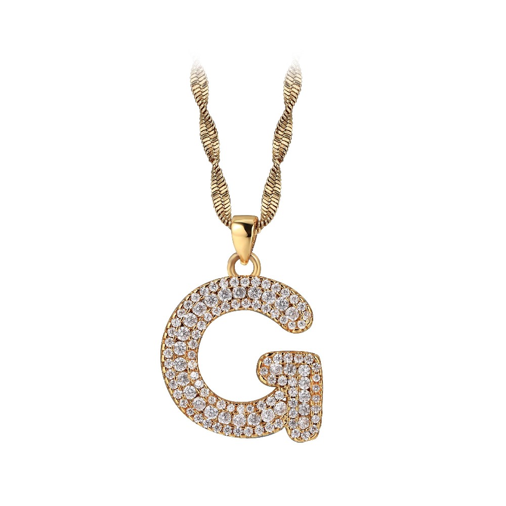 Gold Plated Letter G Zircon Necklace