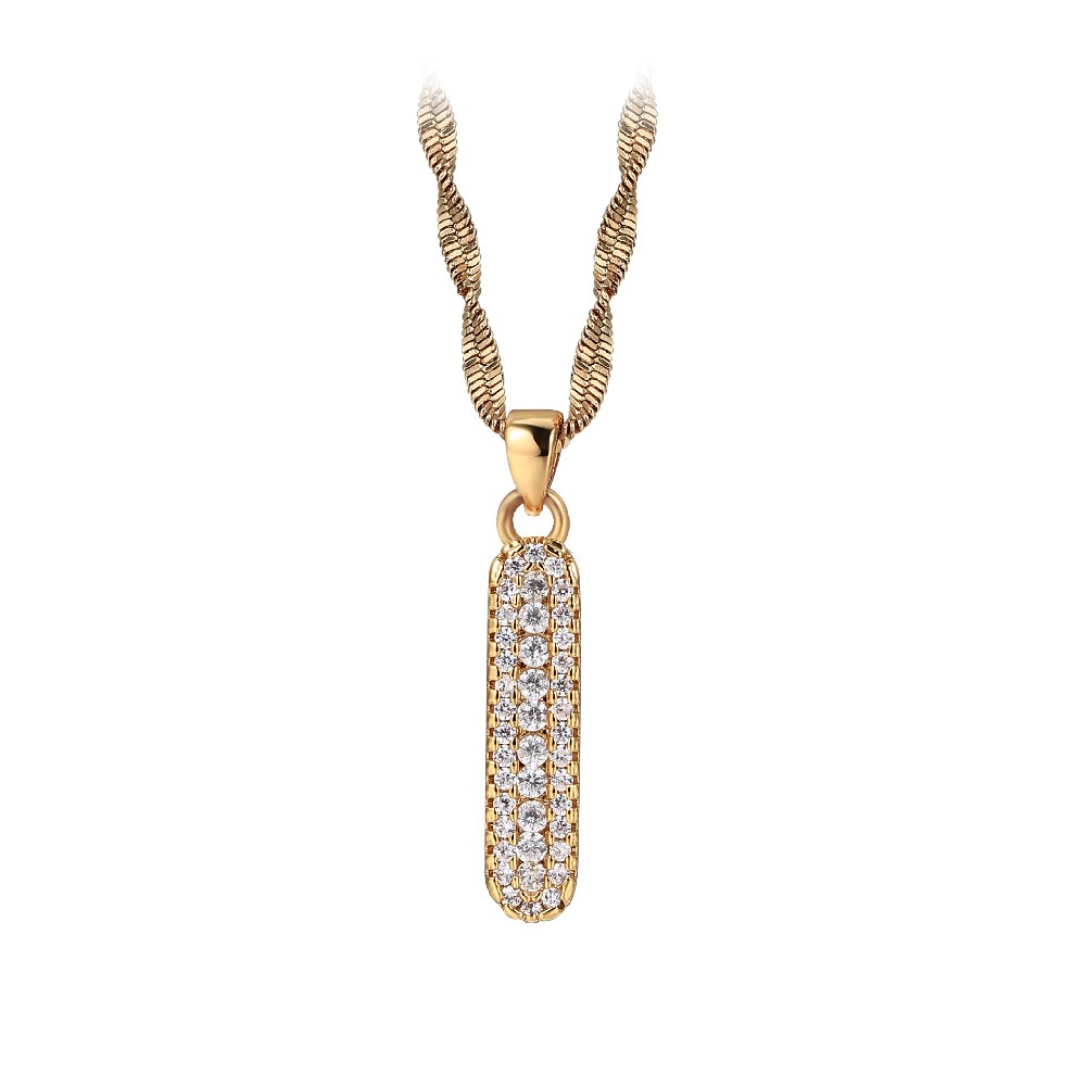 Gold Plated Letter I Zircon Necklace