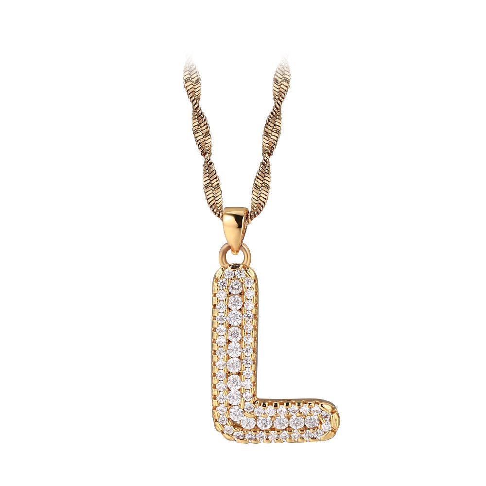 Gold Plated Letter L Zircon Necklace