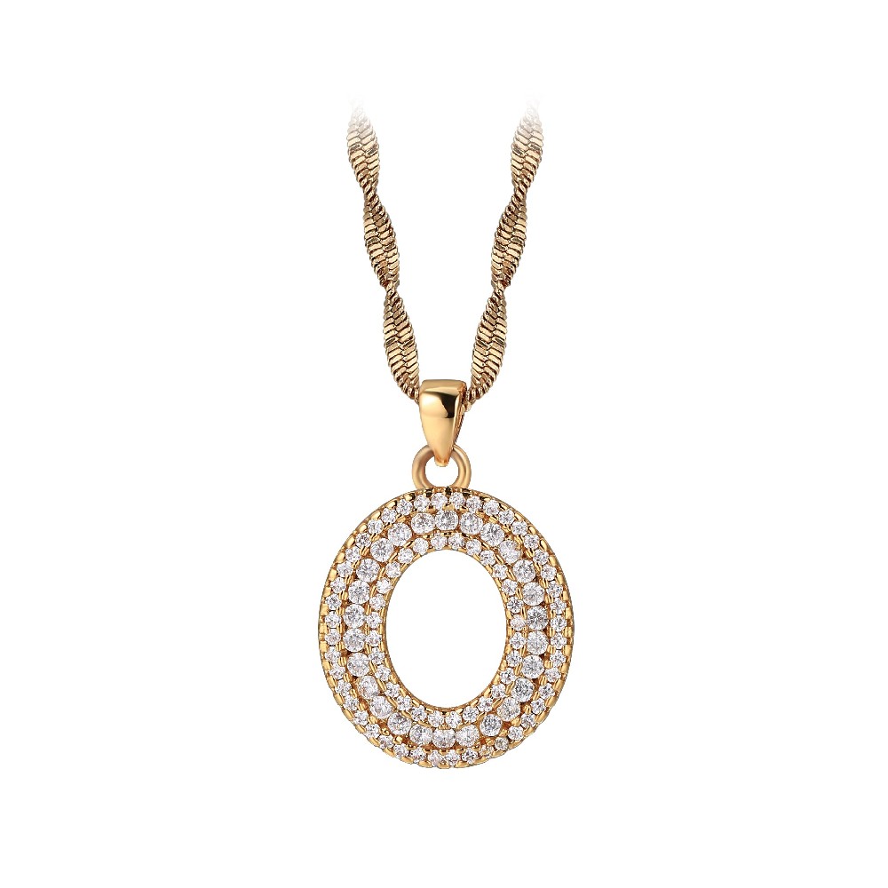Gold Plated Letter O Zircon Necklace