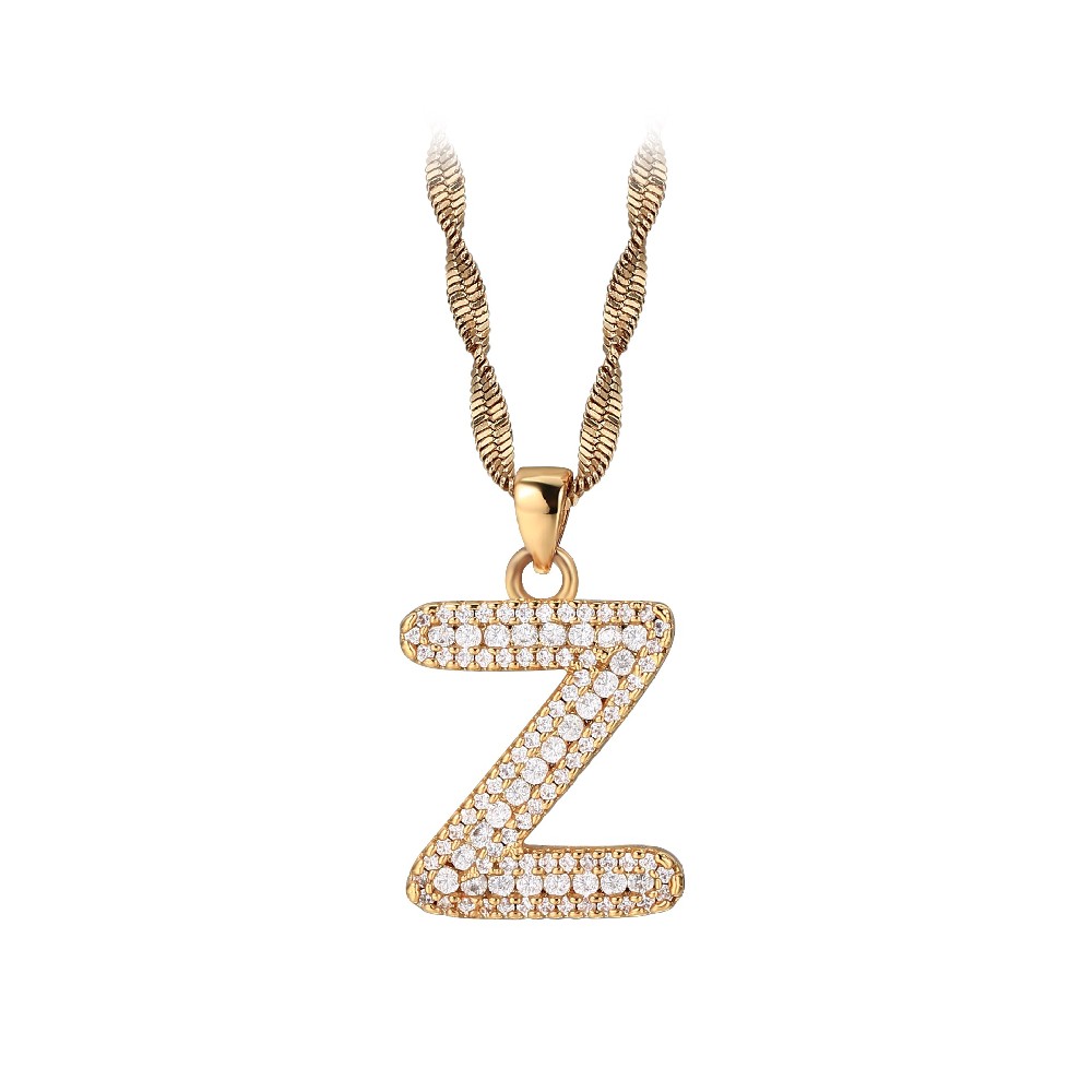 Gold Plated Letter Z Zircon Necklace