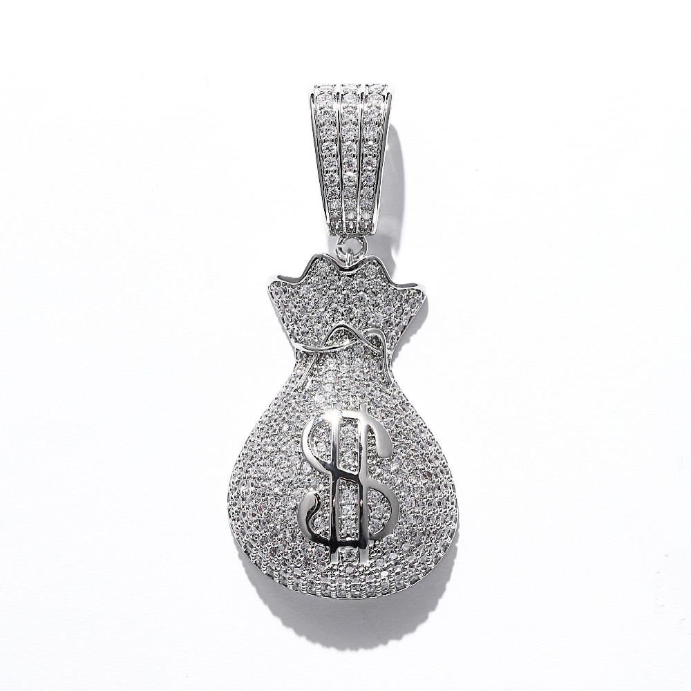 Dollar Money Bag Hip Hop Pendant with Zircon