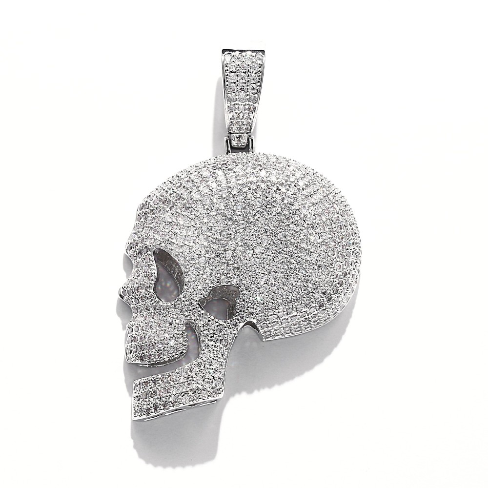 Platinum Plated Zircon Skull Hip Hop Pendant for Men