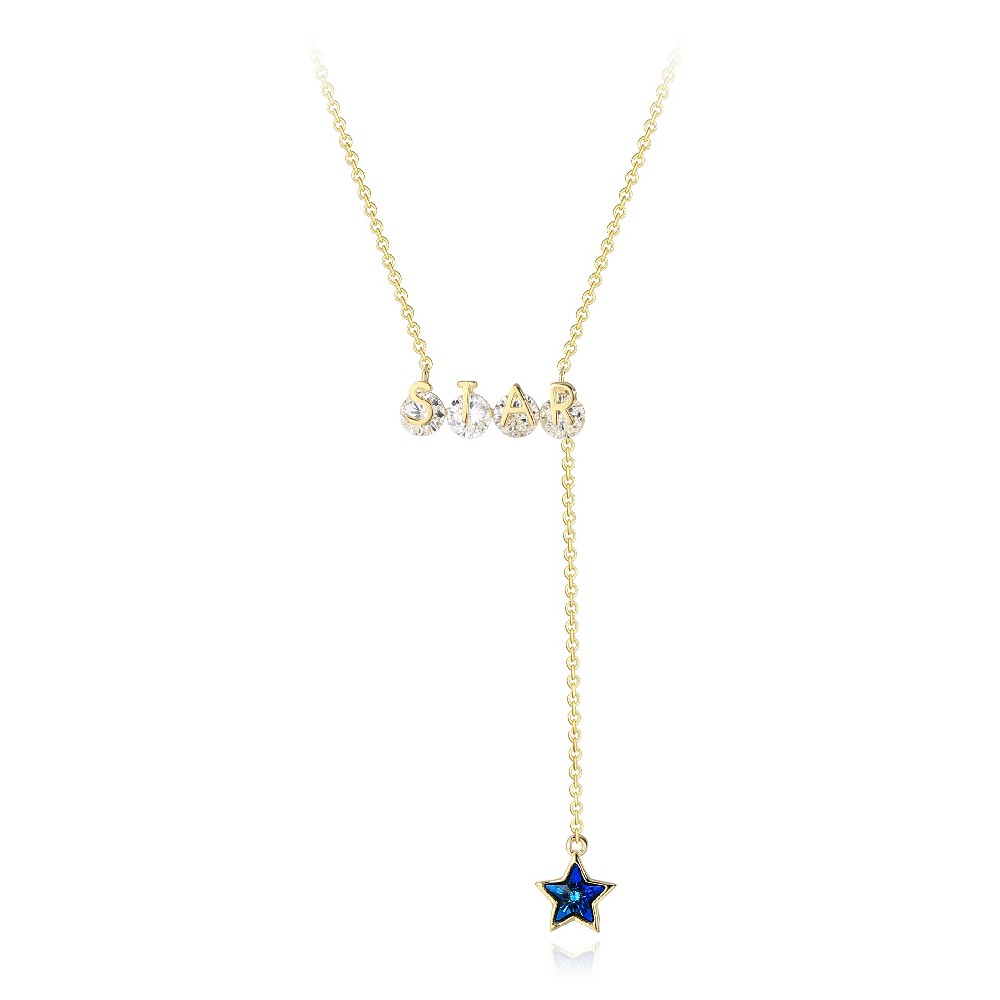 14k Gold Plated Color Cubic Zircon Women Star Necklace FM022942N001