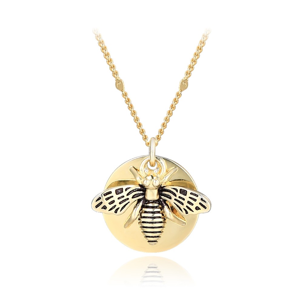 Fashion Jewelry 14k Gold Plated Sterling Silver 925 Retro Design Bee Necklace FM022959N
