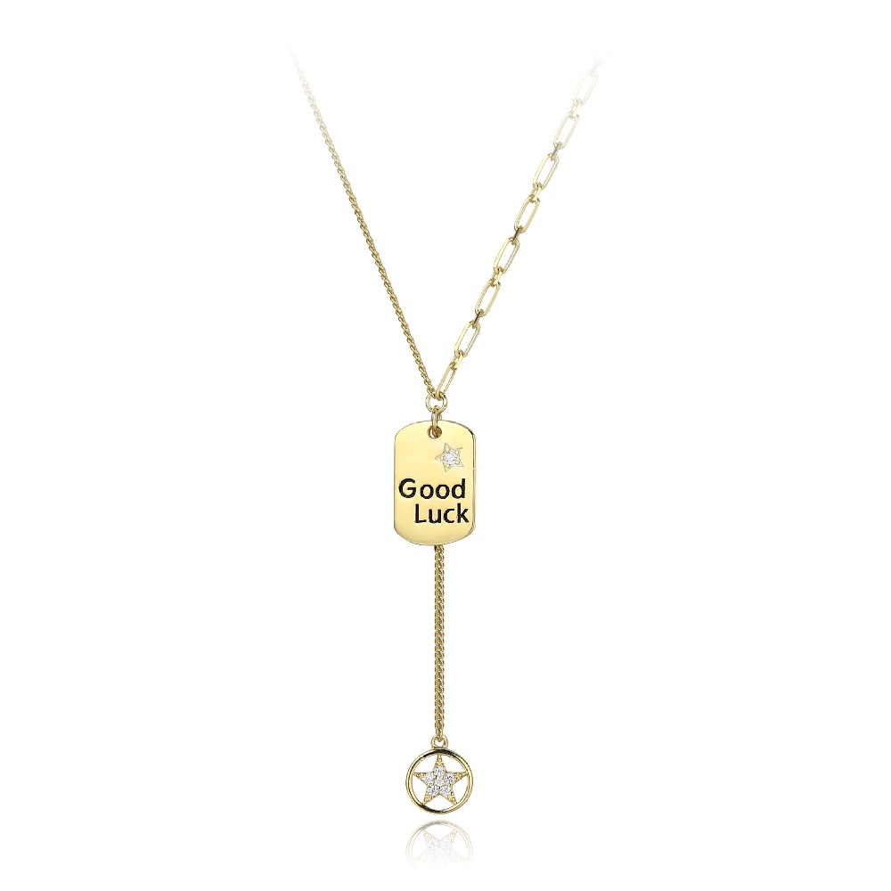 14k Gold Plated GOOD LUCK Star Necklace Silver 925 FM022932N001