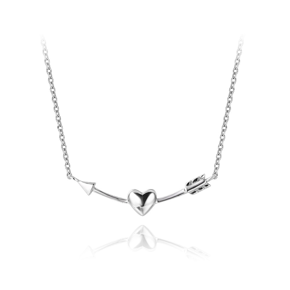 Silver 925 Sterling Heart Arrow Shape Necklace Women FM022912N