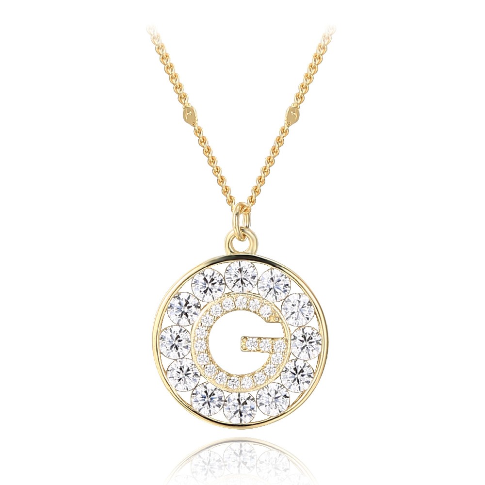 Cubic Zirconia Jewelry 14k Gold Plated Sterling Silver 925 Necklace FM022871N
