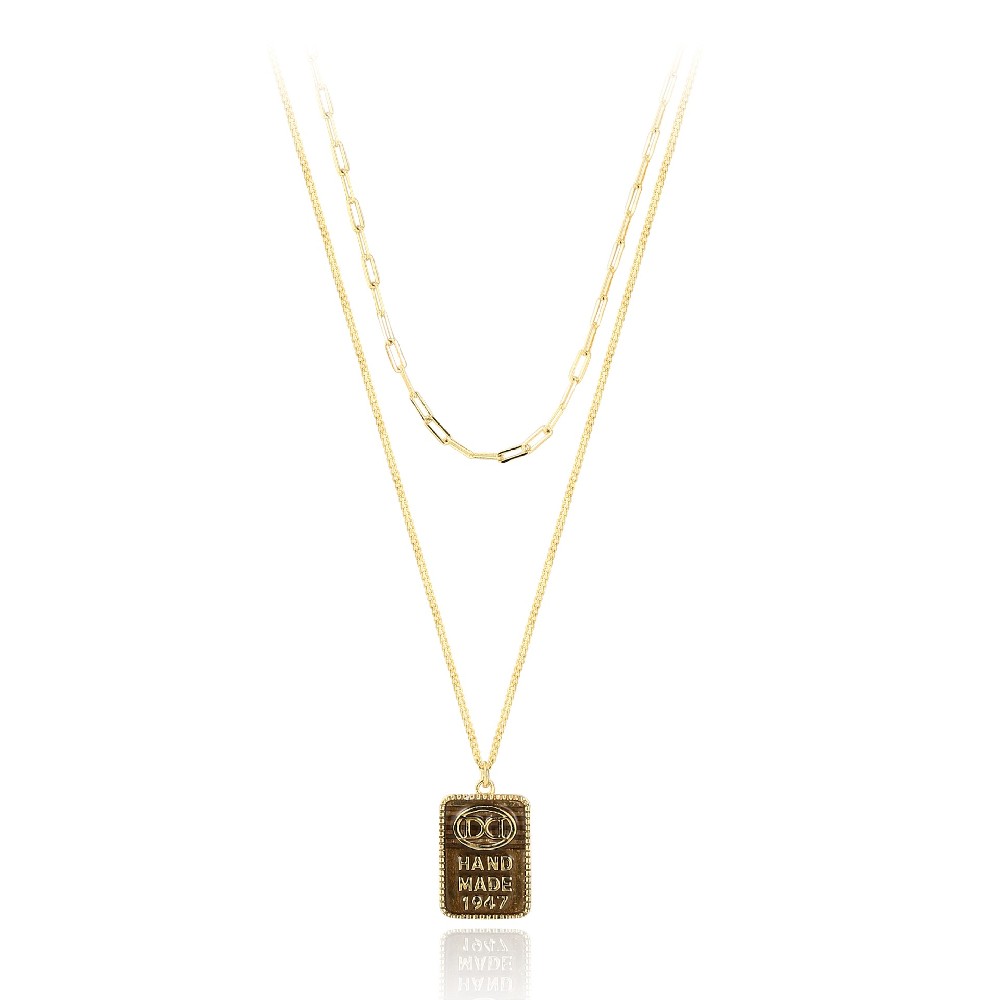 Black Enamel 925 Silver Gold Plated Color Fashion Jewelry Necklace for Women FM022859N
