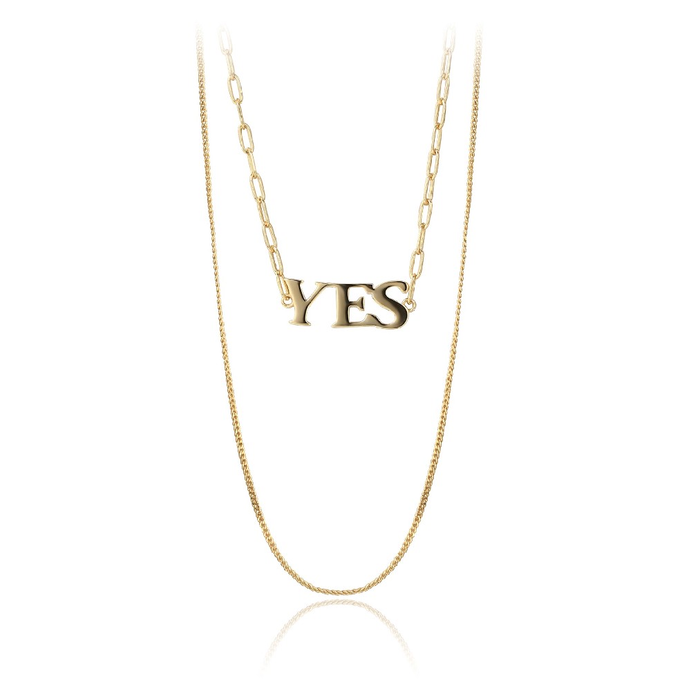 14k Gold Plated Sterling Silver 925 Jewelry YES Layered Chain Necklace FM022907N