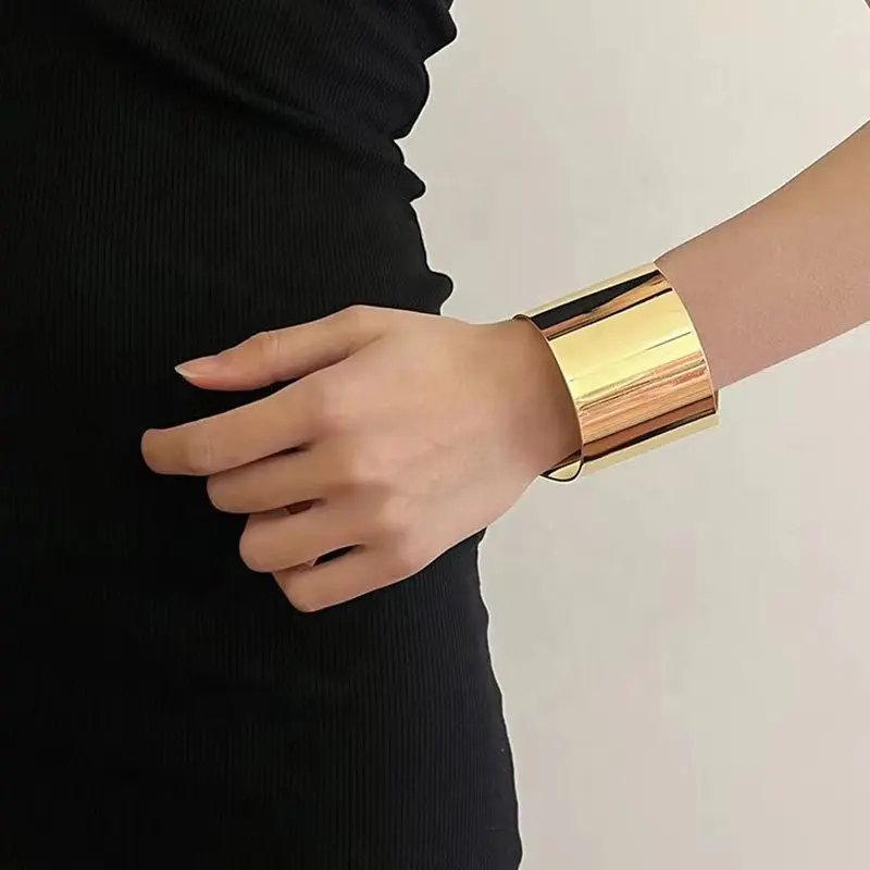 Minimalist Design Brass Polished Gold Big Handcuff Unique Bracelet for Women FJ022787H/FJ022788H/FJ022789H/FJ022790H/FJ022791H