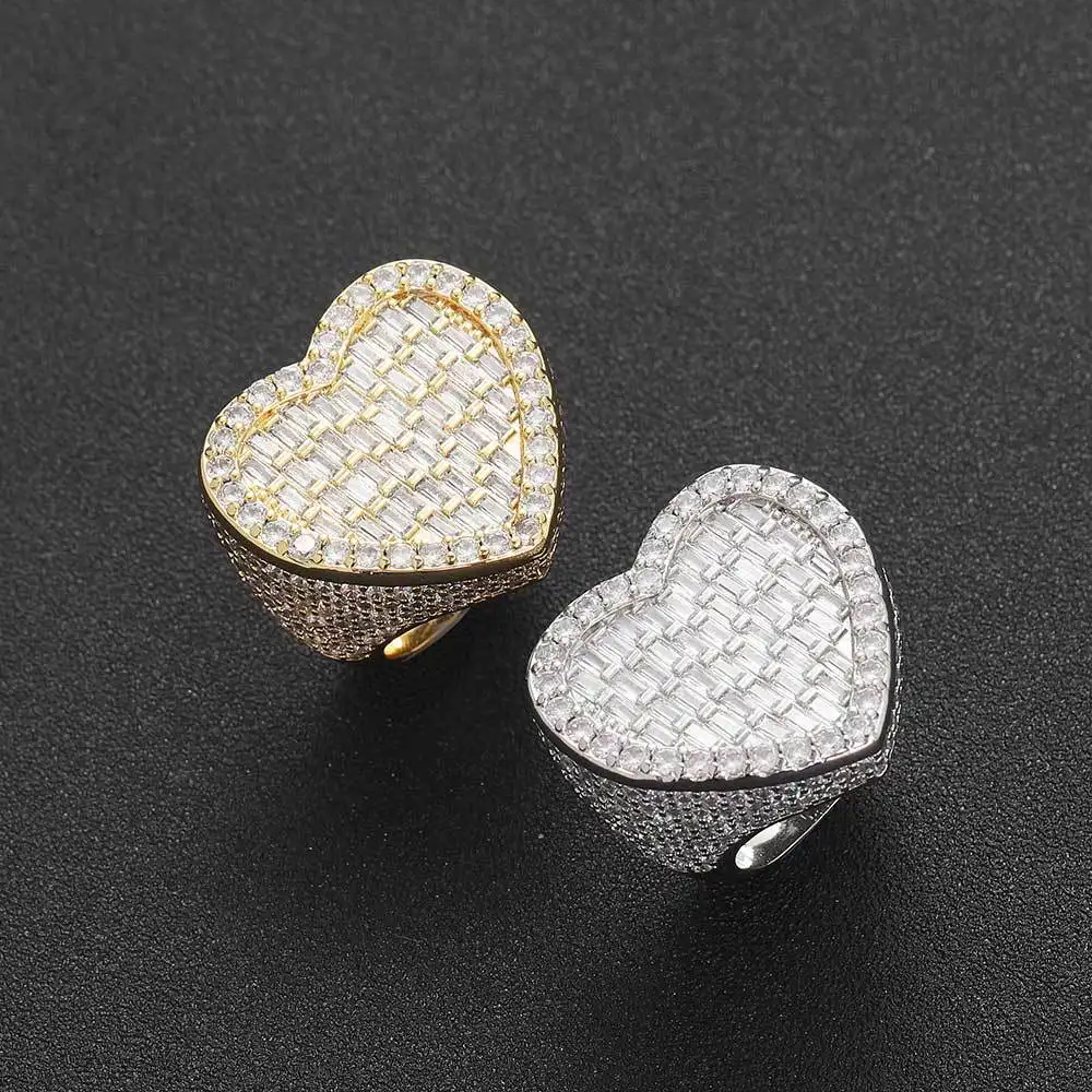 Hip Hop Fashion Wholesale 925 Sterling Silver Heart Cubic Zircon Ring FJ025861R