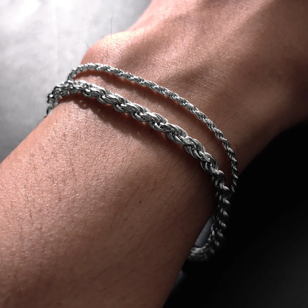 2mm 4mm 6mm Rope Chain 925 Sterling Sliver Men's Bracelet FM022760H/FM022761H