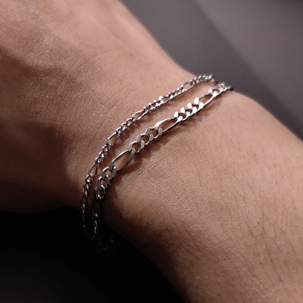 Fine Jewelry 925 Sterling Silver Platinum 2mm 4mm 6mm Figaro Chain Bracelet for Men Boys Unisex FM022737H/FM022738H/FM022739H
