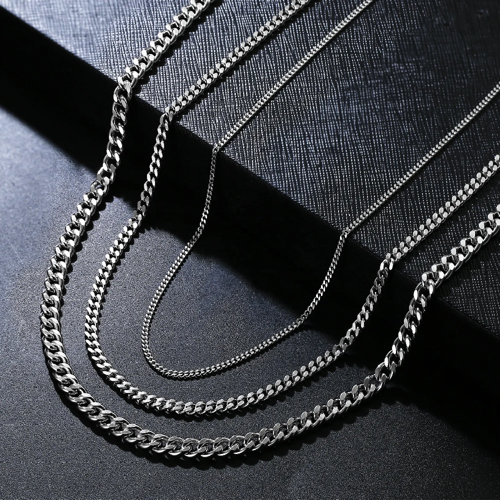 Width 2MM 4MM 6MM 925 Sterling Silver 18'' 20'' 22 inches Curb Chain Men's Necklace FM022740N/FM022741N/FM022742N