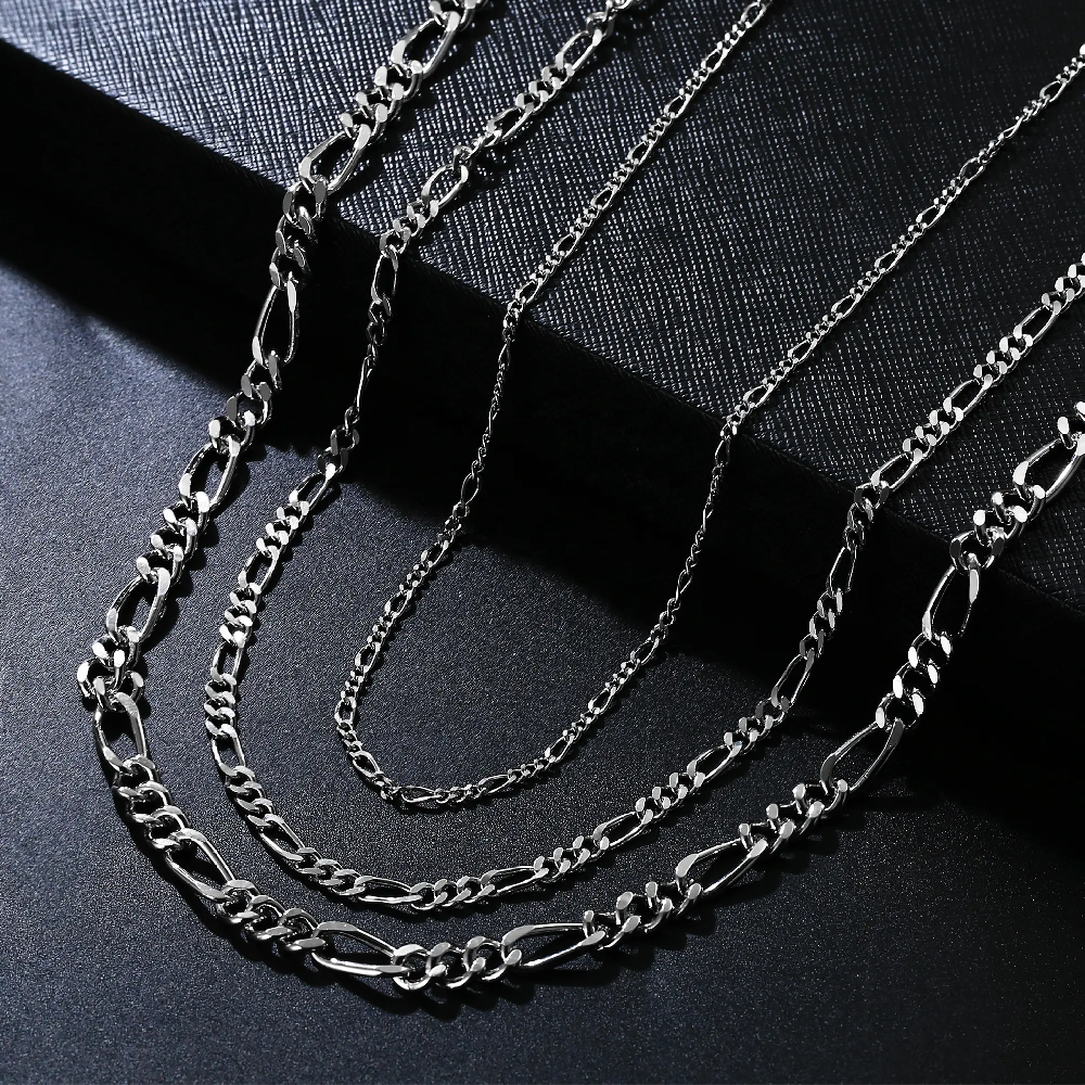2MM 4MM 6MM Width 925 Sterling Silver Figaro Chain Necklace for Men FM022734N/FM022735N/FM022736N