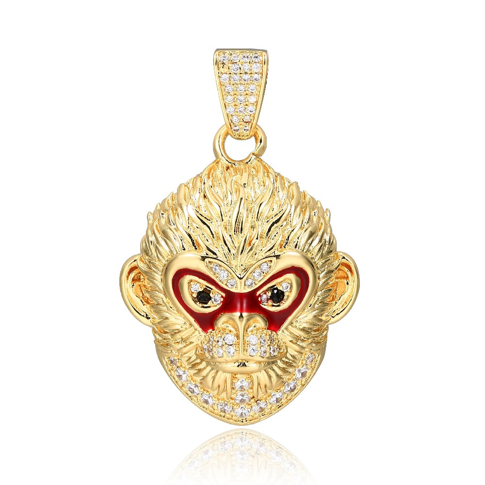 14k Gold Plated Sterling Silver Zirconia Black Myth Wukong Pendant FJ026753N