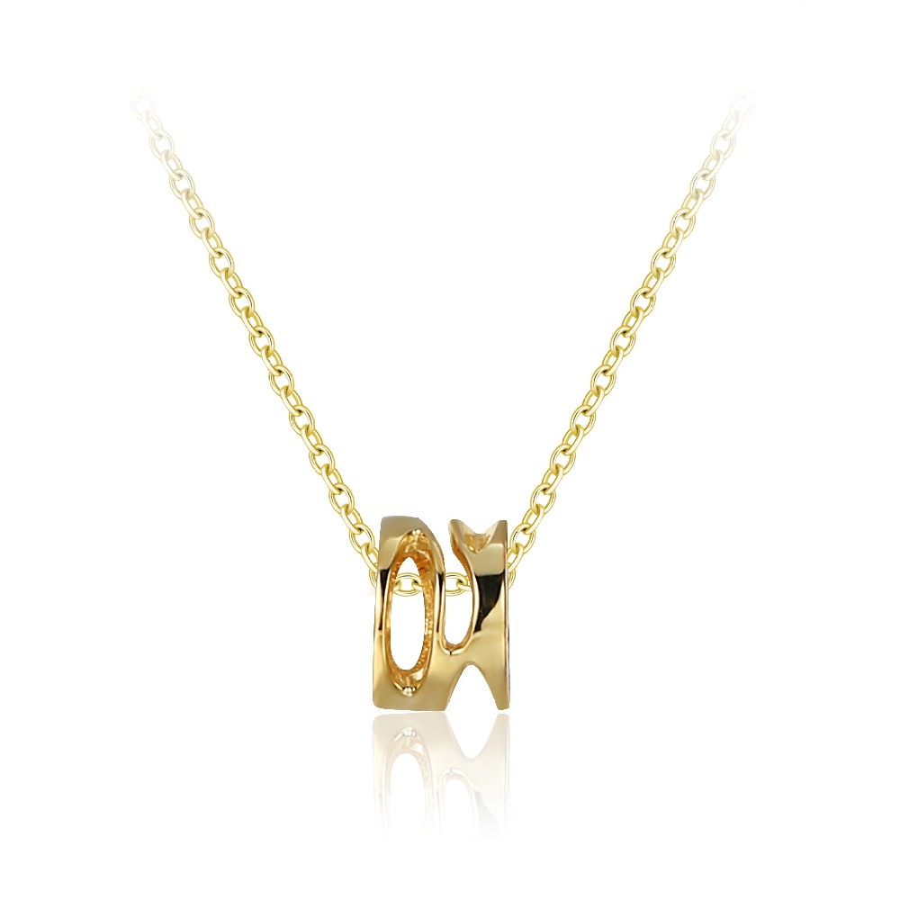 925 Sterling Silver Simple 14k Gold Plated Roman Numeral Necklace for Women FM022855N