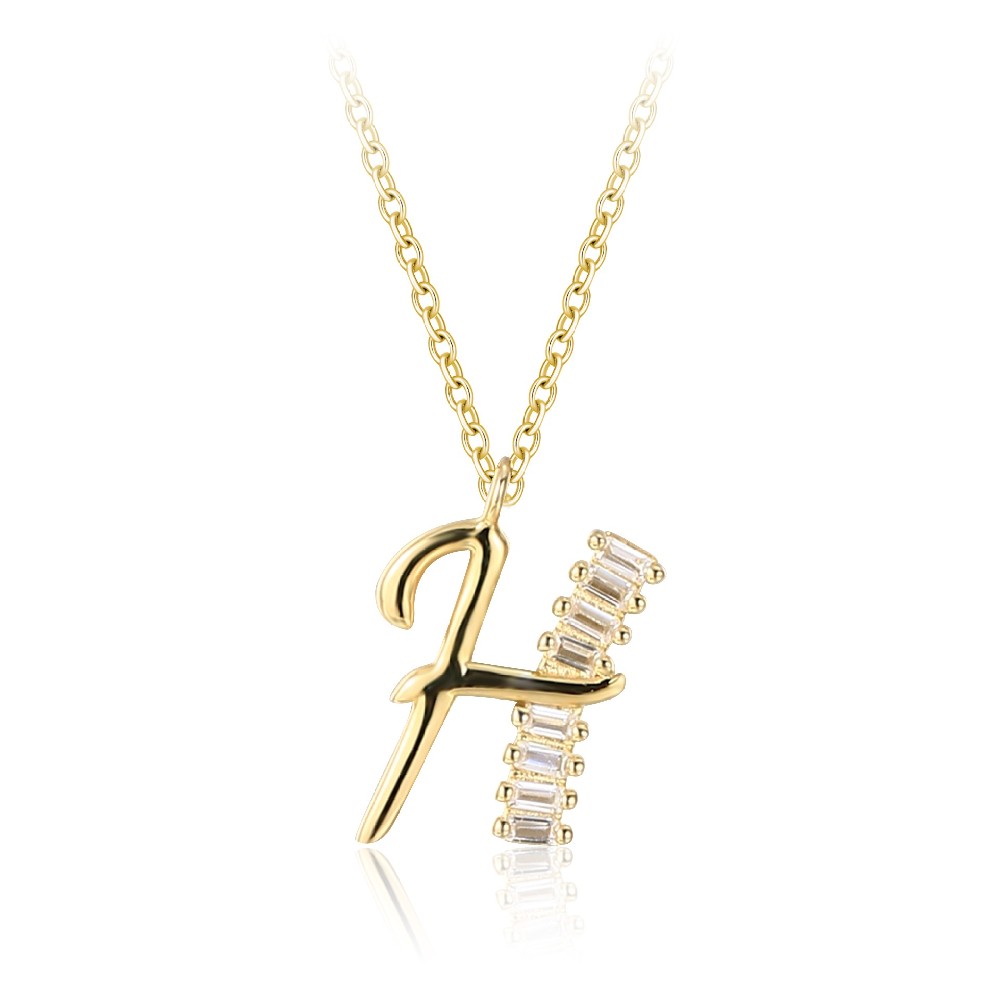 Dainty Jewelry Gold Plated 925 Sterling Silver Gold Plated Zircon Women Jewelry Letter Necklace FM022862N