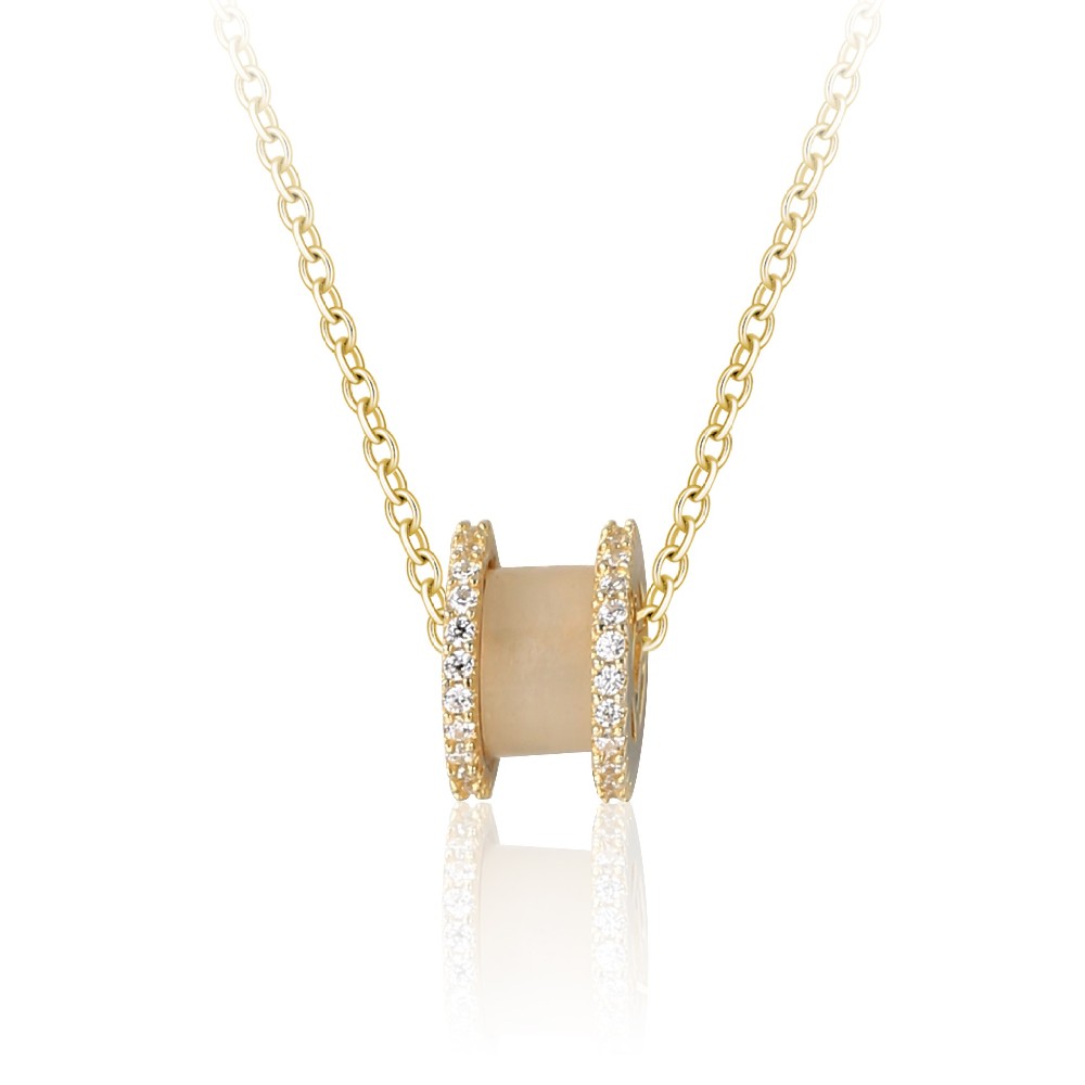 Dainty Fashion 14k Gold Plated Sterling Silver Jewelry Zirconia Necklace FM022891N