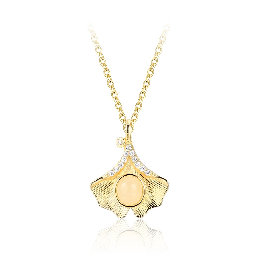 Custom 14k Gold Plated Pendant Sterling Silver Ginkgo Necklace FM022892N