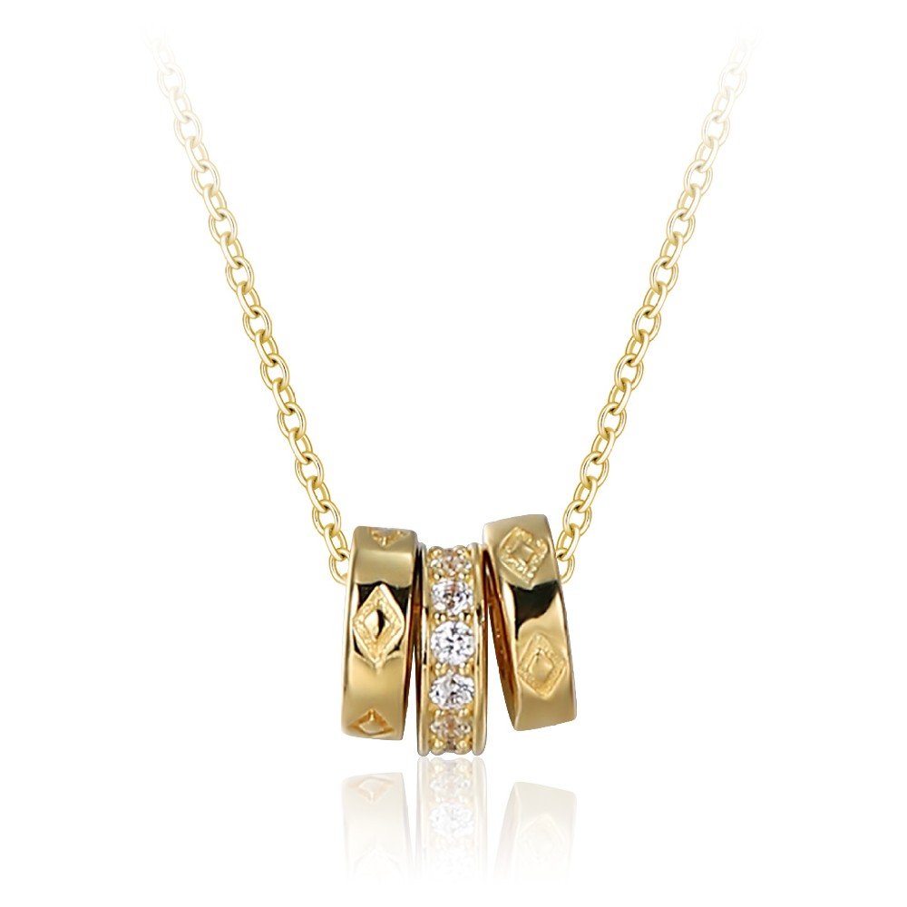 Fashion Design 14K Gold Plated Cubic Zirconia Sterling Silver Pendant Necklace for Women FM022895N