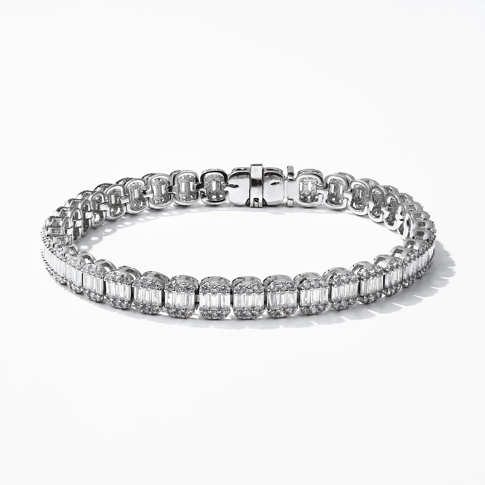 Hip Hop Style 925 Sterling Silver Zircon Moissanite Jewelry Bracelet  FJ025938H