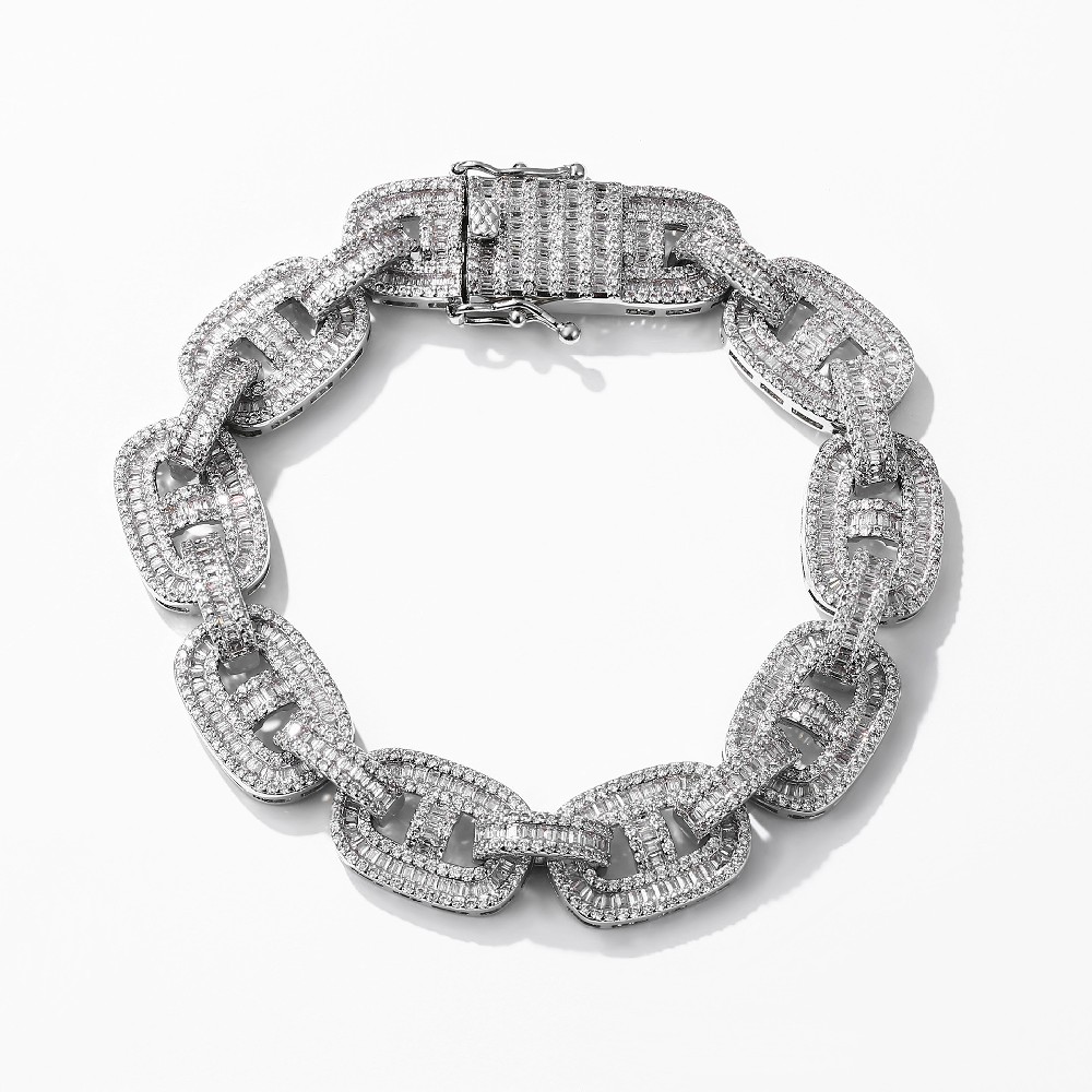 Hip Hop VVS Baguette Moissanite 925 Sterling Silver Bracelet