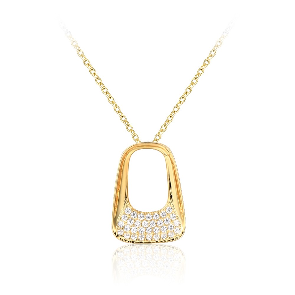 Gold Plated Inlaid Zircon Fashion S925 Pendant Necklace FM022910N