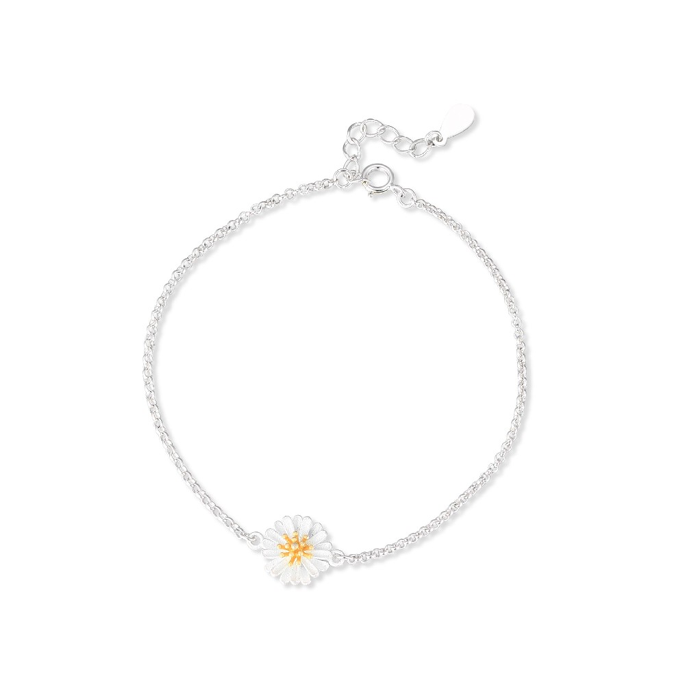 Dainity Silver 925 Sterling daisy Flower Bracelet for Women FM022812H