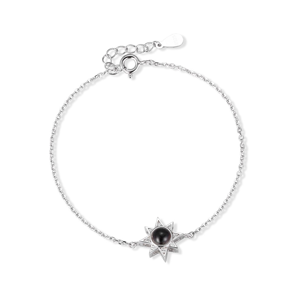 Rhodium Plated Color 925 Silver Memory Sun Bracelet FM022813H