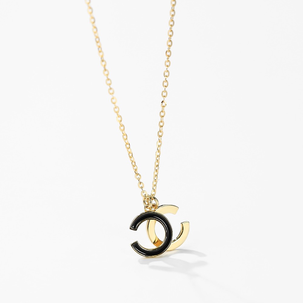Wholesale Trendy Jewelry Gold Plated 925 Silver Double C Necklace for Women FM022934N